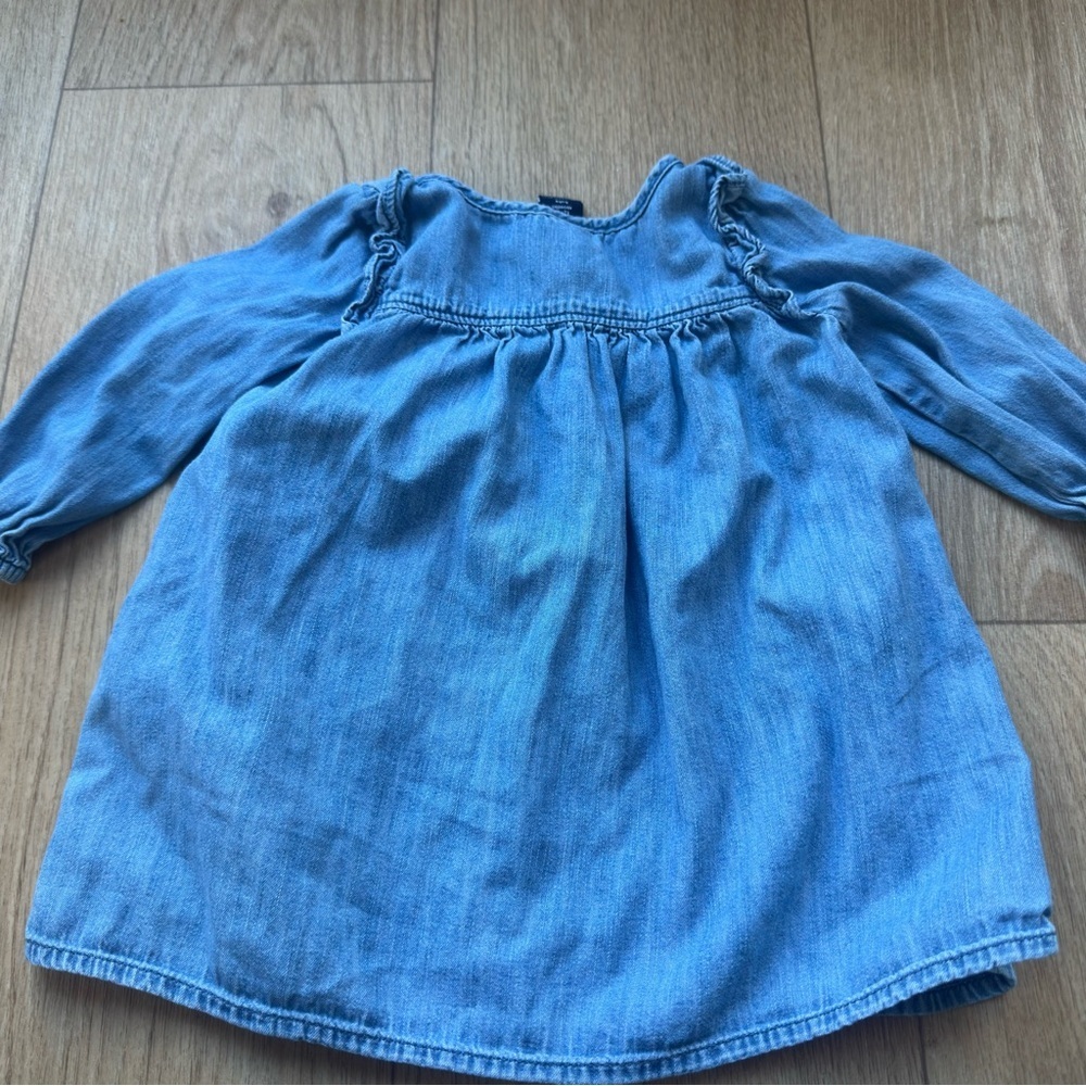 GAP Baby Girl Chambray Denim Button Front Dress Blue Long Sleeve 12-18M - Picture 5 of 6